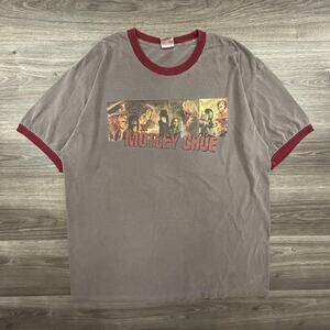 Vintage Motley Crue Shirt Mens XL Gray Red Ringer Band Rock Metal Concert 90s